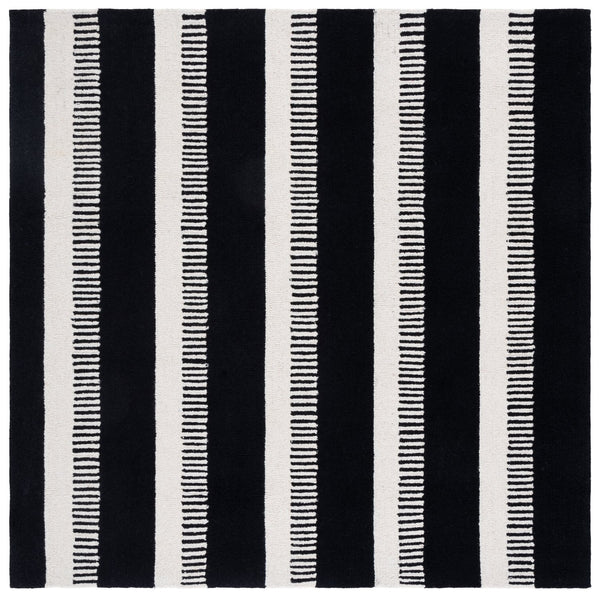 Safavieh Genre Elegant Hand-tufted Area Rug - Stylish Runner Design For Modern Home Décor And Comfort Black ,Ivory Wool Pile Gre153z-6sq