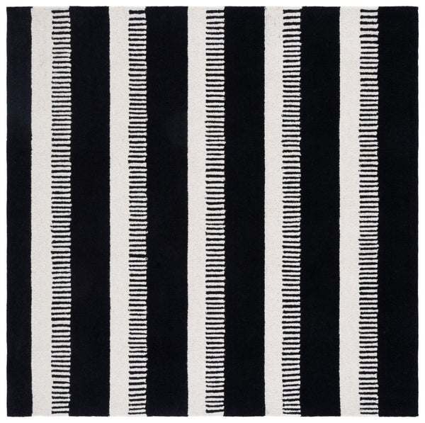 Safavieh Genre Exquisite Hand-tufted Area Rug In Elegant Contrasting Tones - Perfect For Modern Spaces Black ,Ivory Wool Pile Gre153z-6