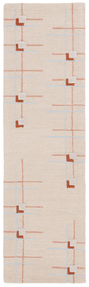 Safavieh Genre Hand-Tufted Beige Rust Area Rug — Wool-Cotton Low Pile, Geometric Minimalist Design For Home 4'-0" x 4'-0" GRE203B-4SQ