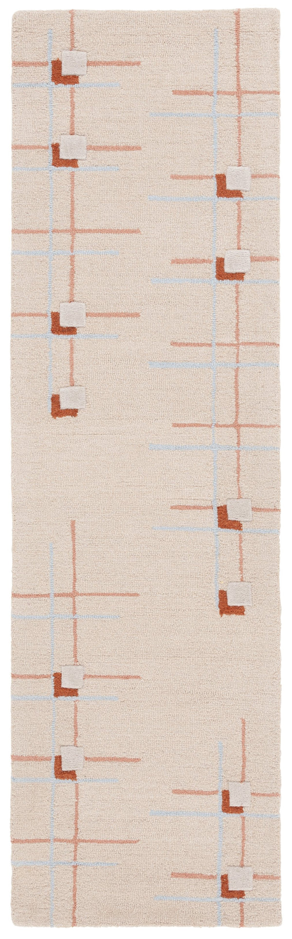 Safavieh Genre Hand-Tufted Beige Rust Area Rug — Wool-Cotton Low Pile, Geometric Minimalist Design For Home 4'-0" x 4'-0" GRE203B-4SQ
