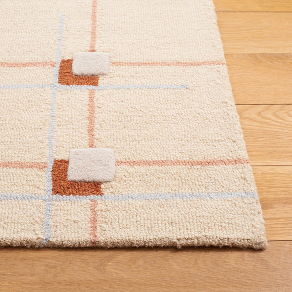 Safavieh Genre Hand-Tufted Beige Rust Area Rug — Wool-Cotton Low Pile, Geometric Minimalist Design For Home 4'-0" x 4'-0" GRE203B-4SQ