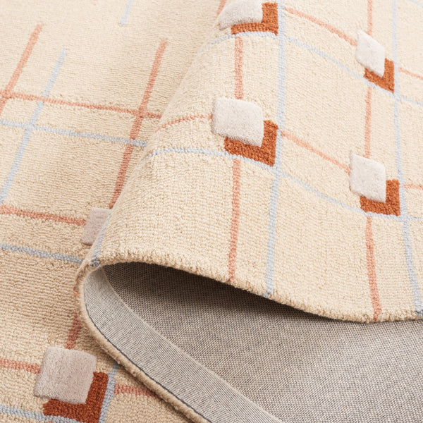 Safavieh Genre Hand-Tufted Beige Rust Area Rug — Wool-Cotton Low Pile, Geometric Minimalist Design For Home 4'-0" x 4'-0" GRE203B-4SQ