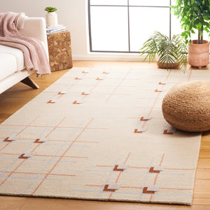 Safavieh Genre Hand-Tufted Beige Rust Area Rug — Wool-Cotton Low Pile, Geometric Minimalist Design For Home 4'-0" x 4'-0" GRE203B-4SQ