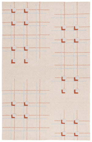 Safavieh Genre Hand-Tufted Beige Rust Area Rug — Wool-Cotton Low Pile, Geometric Minimalist Design For Home 4'-0" x 4'-0" GRE203B-4SQ