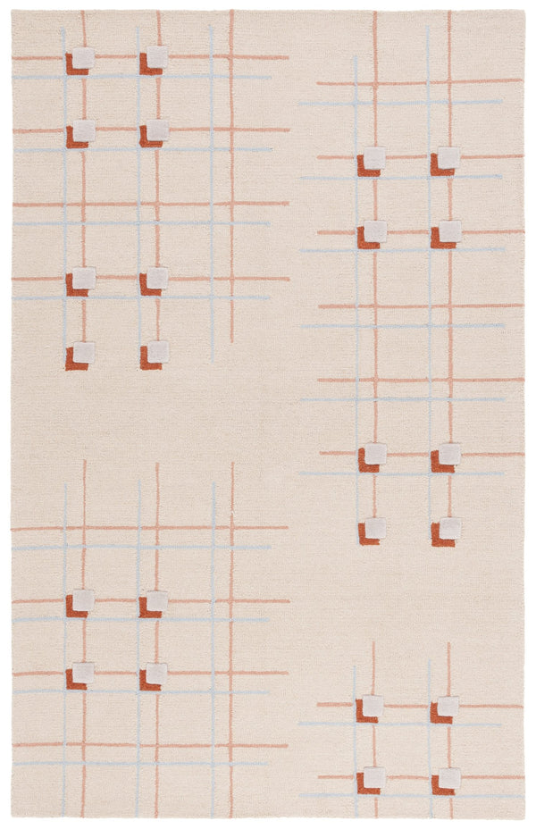 Safavieh Genre Hand-Tufted Beige Rust Area Rug — Wool-Cotton Low Pile, Geometric Minimalist Design For Home 4'-0" x 4'-0" GRE203B-4SQ