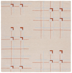 Safavieh Genre Hand-Tufted Beige Rust Area Rug — Wool-Cotton Low Pile, Geometric Minimalist Design For Home 4'-0" x 4'-0" GRE203B-4SQ