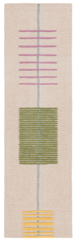 Safavieh Genre Hand-tufted Area Rug In Modern Beige Palette With Green Accents For Elegant Home Decor Beige ,Green 85% Wool,15% Cotton Gre204b-3sq
