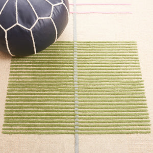 Safavieh Genre Hand-tufted Area Rug In Modern Beige Palette With Green Accents For Elegant Home Decor Beige ,Green 85% Wool,15% Cotton Gre204b-3sq