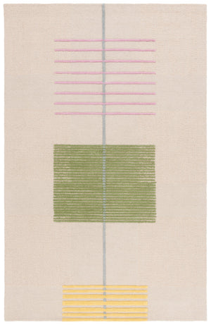 Safavieh Genre Hand-tufted Area Rug In Modern Beige Palette With Green Accents For Elegant Home Decor Beige ,Green 85% Wool,15% Cotton Gre204b-3sq