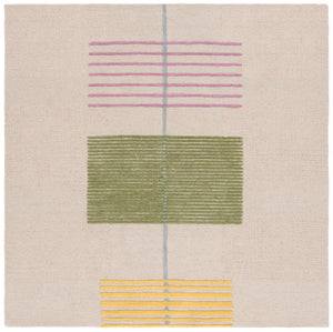 Safavieh Genre Hand-tufted Area Rug In Modern Beige Palette With Green Accents For Elegant Home Decor Beige ,Green 85% Wool,15% Cotton Gre204b-3sq