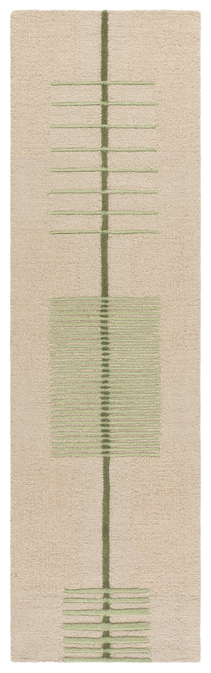 Safavieh Genre Scandinavian Hand-Tufted Wool Rug In Muted Green Beige Geometric Design — Soft, Durable Floorpiece 4'-0" x 6'-0" GRE204Y-4