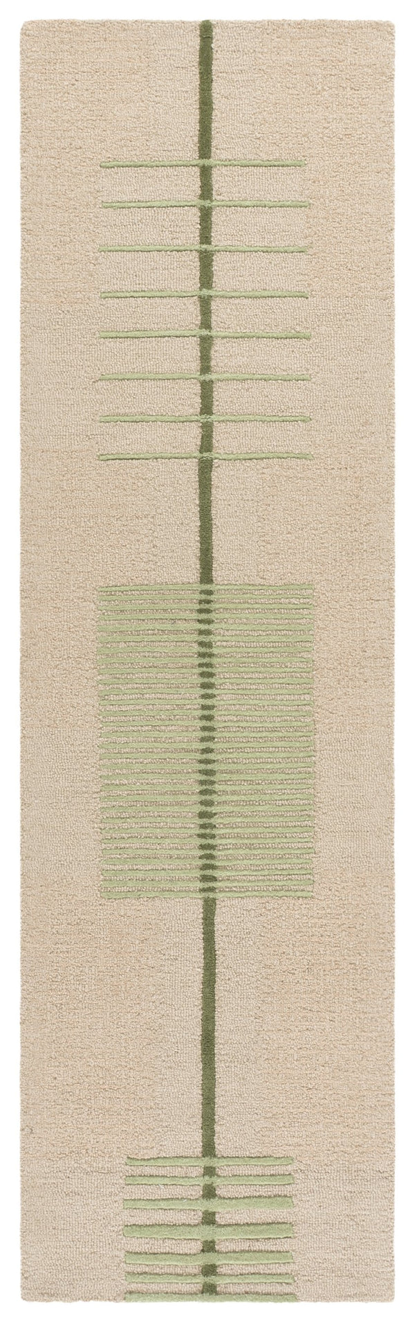 Safavieh Genre Scandinavian Hand-Tufted Wool Rug In Muted Green Beige Geometric Design — Soft, Durable Floorpiece 4'-0" x 6'-0" GRE204Y-4