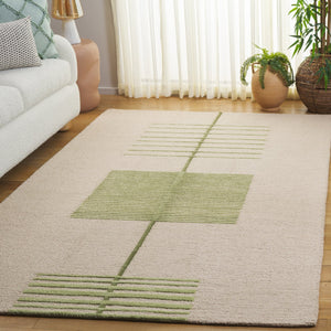 Safavieh Genre Hand-Tufted Green Beige Wool-Cotton Square Rug, Low-Profile Pile, Durable Elegant Texture For Modern Spaces 6'-0" x 6'-0" GRE204Y-6SQ