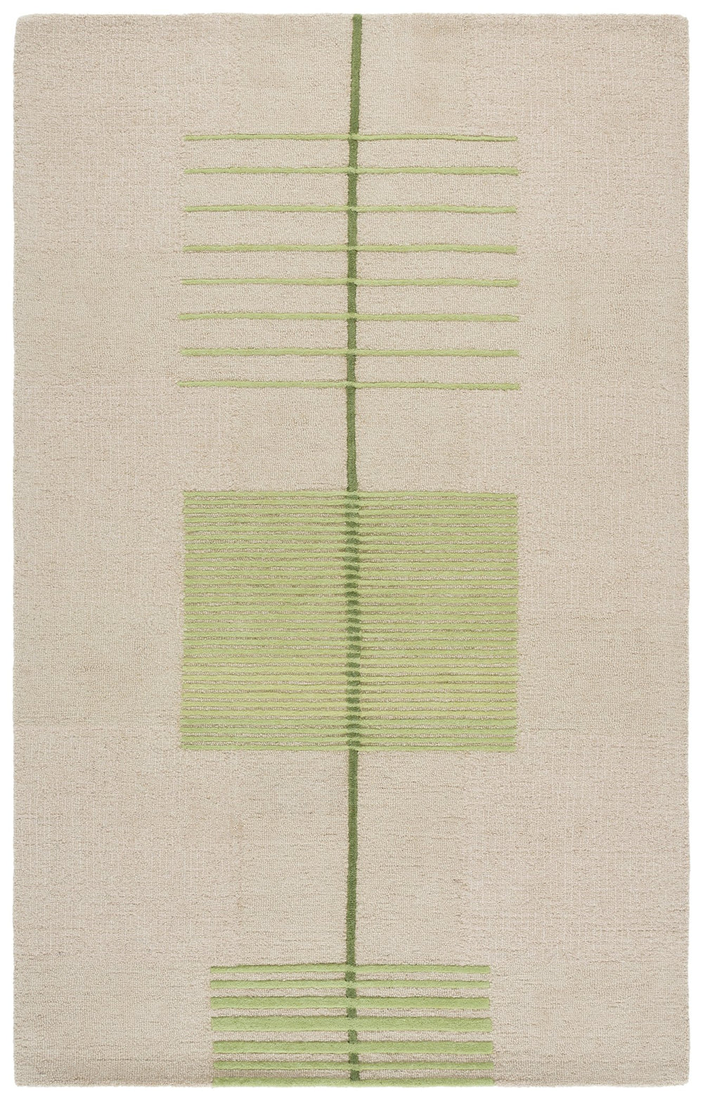 Safavieh Genre Hand-Tufted Round Rug In Green And Beige — Scandinavian Geometric Wool-Cotton Blend For Home Comfort 6'-0" x 6'-0" GRE204Y-6R