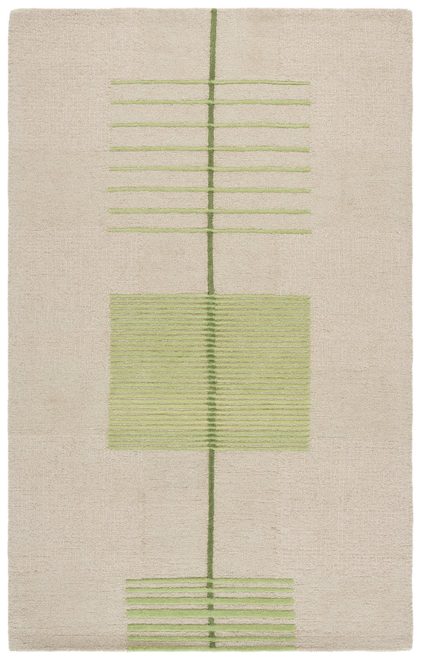 Safavieh Genre Hand-Tufted Round Rug In Green And Beige — Scandinavian Geometric Wool-Cotton Blend For Home Comfort 6'-0" x 6'-0" GRE204Y-6R
