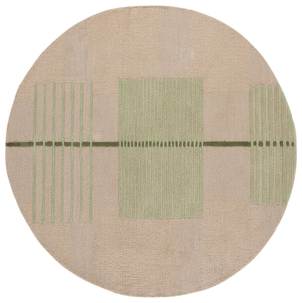 Safavieh Genre Scandinavian Hand-Tufted Wool Rug In Muted Green Beige Geometric Design — Soft, Durable Floorpiece 4'-0" x 6'-0" GRE204Y-4