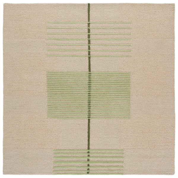 Safavieh Genre Scandinavian Hand-Tufted Wool Rug In Muted Green Beige Geometric Design — Soft, Durable Floorpiece 4'-0" x 6'-0" GRE204Y-4