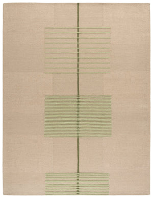 Safavieh Genre Scandinavian Hand-Tufted Wool Rug In Muted Green Beige Geometric Design — Soft, Durable Floorpiece 4'-0" x 6'-0" GRE204Y-4
