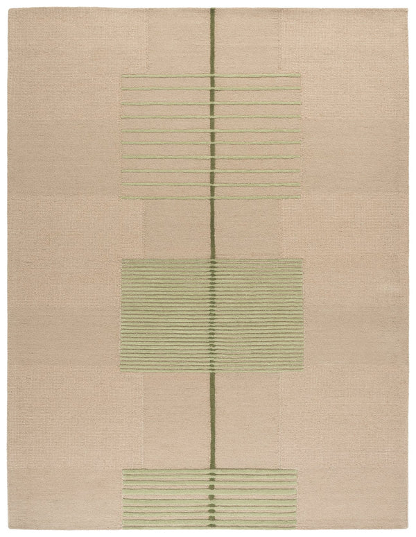 Safavieh Genre Scandinavian Hand-Tufted Wool Rug In Muted Green Beige Geometric Design — Soft, Durable Floorpiece 4'-0" x 6'-0" GRE204Y-4