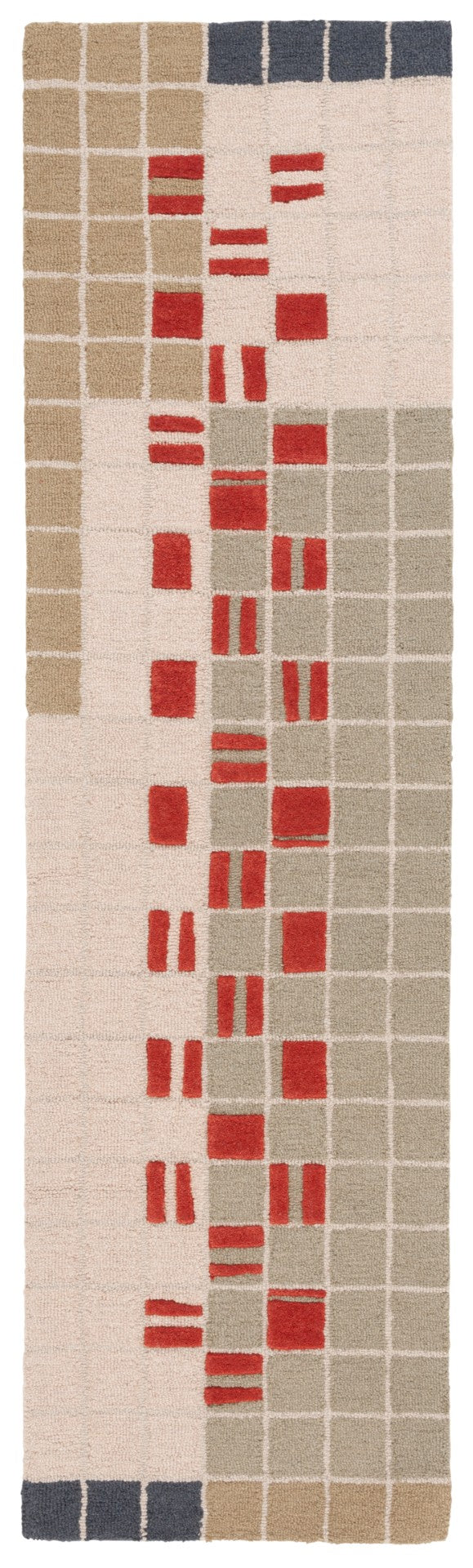 Safavieh Genre Hand-tufted Area Rug - Luxurious Wool Blend With Artistic Geometric Design For Chic Interiors Grey ,Red 85% Wool,15% Cotton Gre206f-213