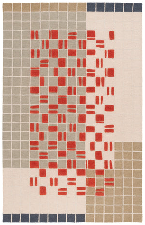 Safavieh Genre Hand-tufted Area Rug - Luxurious Wool Blend With Artistic Geometric Design For Chic Interiors Grey ,Red 85% Wool,15% Cotton Gre206f-213