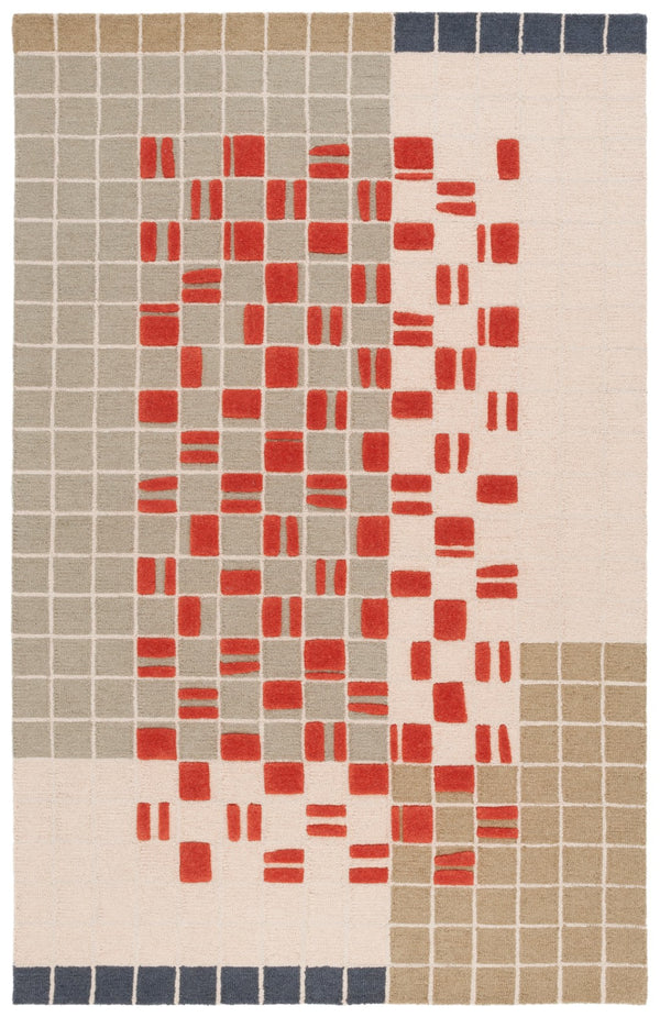 Safavieh Genre Hand-tufted Area Rug - Luxurious Wool Blend With Artistic Geometric Design For Chic Interiors Grey ,Red 85% Wool,15% Cotton Gre206f-213