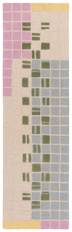 Safavieh Genre Hand-Tufted Light Pink & Green Runner Rug — Scandinavian Minimalist Wool-Cotton Blend Comfort 2'-3" x 8'-0" GRE206U-28