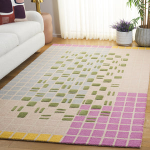 Safavieh Genre Hand-Tufted Light Pink & Green Runner Rug — Scandinavian Minimalist Wool-Cotton Blend Comfort 2'-3" x 8'-0" GRE206U-28