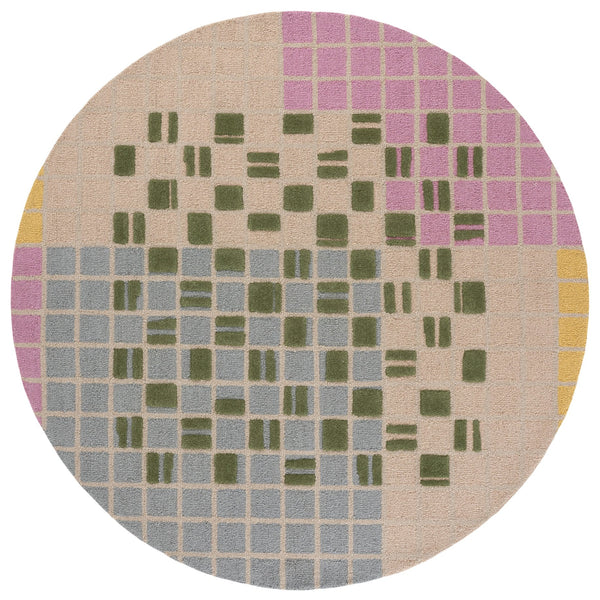 Safavieh Genre Hand-Tufted Scandinavian Wool Rug In Light Pink & Green, Low Pile Natural Fibers, Durable Home Decor 4'-0" x 6'-0" GRE206U-4