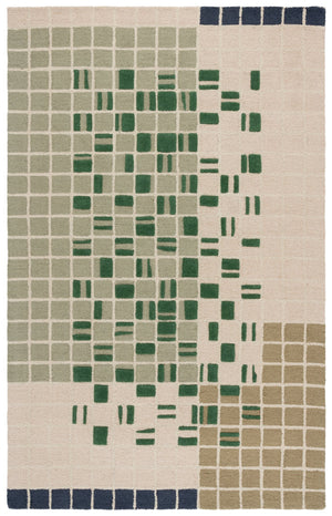 Safavieh Genre Hand-Tufted Scandinavian Rug In Soothing Green Beige Geometric Design, Wool-Cotton Blend 5'-0" x 8'-0" GRE206Y-5