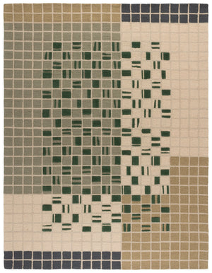 Safavieh Genre Hand-Tufted Scandinavian Rug In Soothing Green Beige Geometric Design, Wool-Cotton Blend 5'-0" x 8'-0" GRE206Y-5