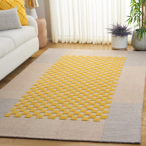 Safavieh Genre Hand-Tufted Wool-Cotton Area Rug In Gold Beige — Subtle Geometric Scandinavian Style, Durable мяг 6'-0" x 6'-0" GRE207D-6SQ