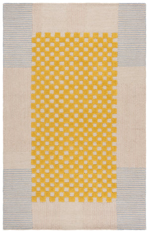 Safavieh Genre Hand-Tufted Gold Beige Area Rug — Scandinavian Minimalist Wool-Cotton Low-Pile, Timeless Warmth 4'-0" x 6'-0" GRE207D-4