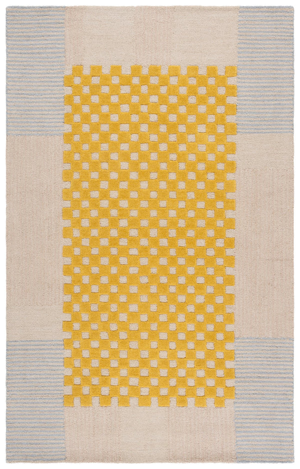 Safavieh Genre Hand-Tufted Gold Beige Area Rug — Scandinavian Minimalist Wool-Cotton Low-Pile, Timeless Warmth 4'-0" x 6'-0" GRE207D-4