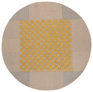 Safavieh Genre Hand-Tufted Wool-Cotton Area Rug In Gold Beige — Subtle Geometric Scandinavian Style, Durable мяг 6'-0" x 6'-0" GRE207D-6SQ