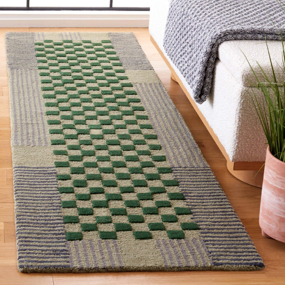 Safavieh Genre Hand-tufted Area Rug In Chic Grey And Green - Luxurious Modern Design For Any Space Grey ,Green 85% Wool,15% Cotton Gre207f-7sq
