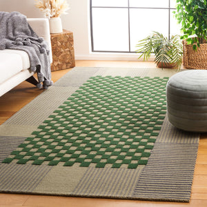 Safavieh Genre Hand-tufted Area Rug In Chic Grey And Green - Luxurious Modern Design For Any Space Grey ,Green 85% Wool,15% Cotton Gre207f-7sq