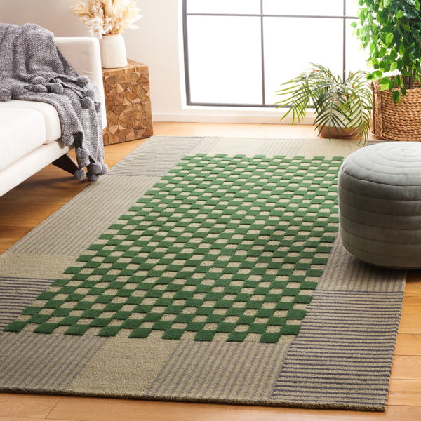 Safavieh Genre Hand-tufted Area Rug In Chic Grey And Green - Luxurious Modern Design For Any Space Grey ,Green 85% Wool,15% Cotton Gre207f-7sq