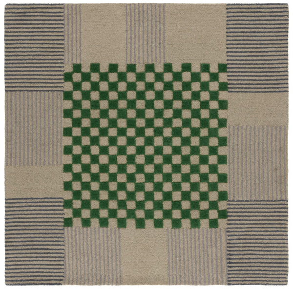 Safavieh Genre Hand-tufted Area Rug In Chic Grey And Green - Luxurious Modern Design For Any Space Grey ,Green 85% Wool,15% Cotton Gre207f-7sq