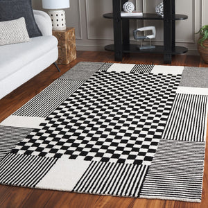 Safavieh Genre Hand-tufted Area Rug In Chic Grey And Green - Luxurious Modern Design For Any Space Black ,Ivory Wool Pile Gre207z-29