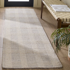 Safavieh Genre Hand-Tufted Silver Ivory Runner Rug — 85% Wool 15% Cotton, Low-Profile Plush For Hallways 2'-3" x 8'-0" GRE208G-28