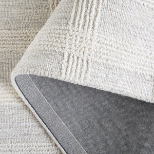 Safavieh Genre Hand-Tufted Silver Ivory Runner Rug — 85% Wool 15% Cotton, Low-Profile Plush For Hallways 2'-3" x 8'-0" GRE208G-28