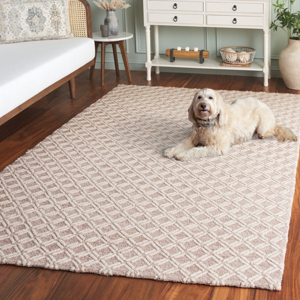 Safavieh Genre Luxurious Hand-tufted Area Rug With Diamond Trellis Pattern For Elegant Home Decor Solutions Beige ,Ivory 80% Wool & 20% Cotton Gre350b-6