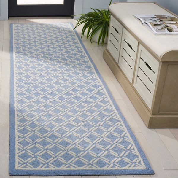 Safavieh Genre Luxurious Hand-tufted Area Rug With Diamond Trellis Pattern For Elegant Home Decor Solutions Blue ,Ivory 80% Wool & 20% Cotton Gre350m-4