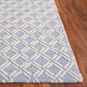 Safavieh Genre Hand-tufted Runner Rug With Geometric Design - Luxurious Wool And Cotton For Timeless Elegance Blue ,Ivory 80% Wool & 20% Cotton Gre350m-5