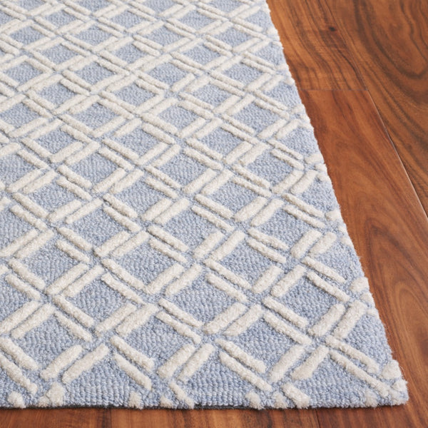 Safavieh Genre Luxurious Hand-tufted Area Rug With Diamond Trellis Pattern For Elegant Home Decor Solutions Blue ,Ivory 80% Wool & 20% Cotton Gre350m-4