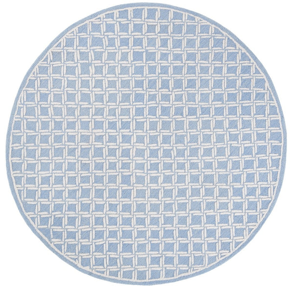 Safavieh Genre Luxurious Hand-tufted Area Rug With Diamond Trellis Pattern For Elegant Home Decor Solutions Blue ,Ivory 80% Wool & 20% Cotton Gre350m-4