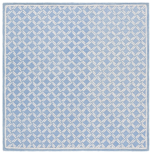 Safavieh Genre Luxurious Hand-tufted Area Rug With Diamond Trellis Pattern For Elegant Home Decor Solutions Blue ,Ivory 80% Wool & 20% Cotton Gre350m-4