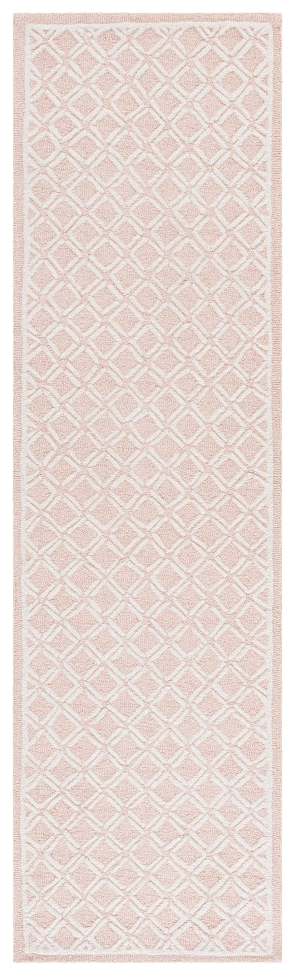 Safavieh Genre Hand-tufted Runner Rug With Geometric Design - Luxurious Wool And Cotton For Timeless Elegance Pink ,Ivory 80% Wool & 20% Cotton Gre350u-28