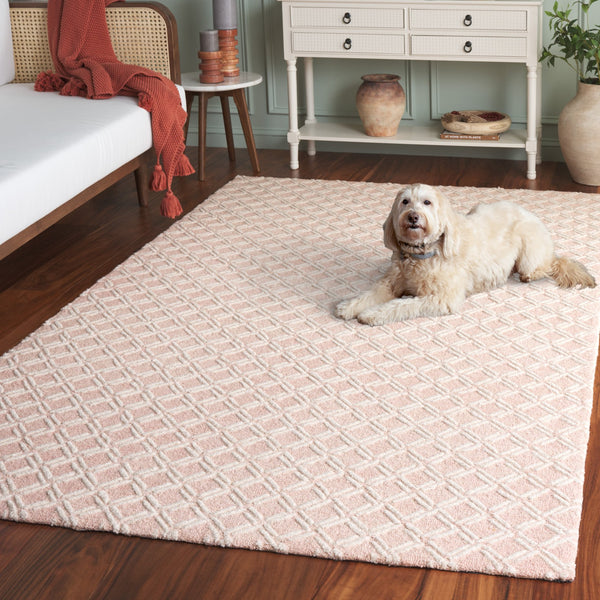 Safavieh Genre Hand-tufted Runner Rug With Geometric Design - Luxurious Wool And Cotton For Timeless Elegance Pink ,Ivory 80% Wool & 20% Cotton Gre350u-5
